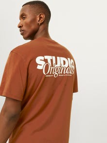 Jack & Jones Printed Crew neck T-shirt -Brandy Brown - 12240122