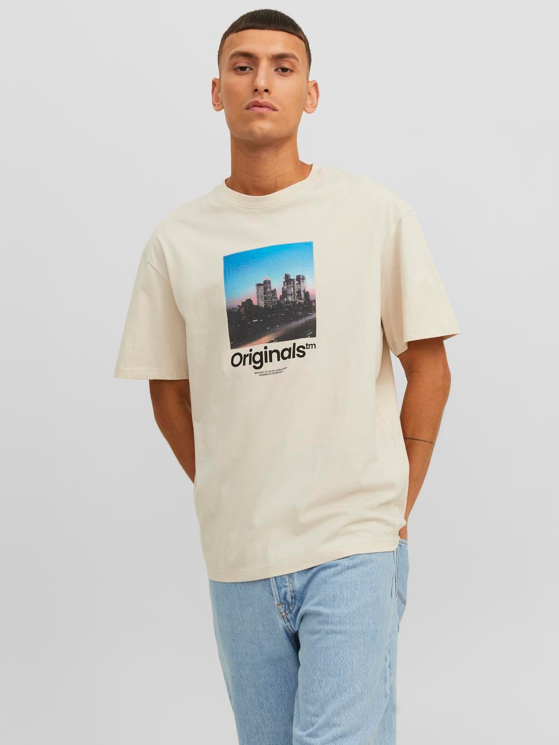 T-shirt Imprimé Photo Col Rond - Jack & Jones - Modalova