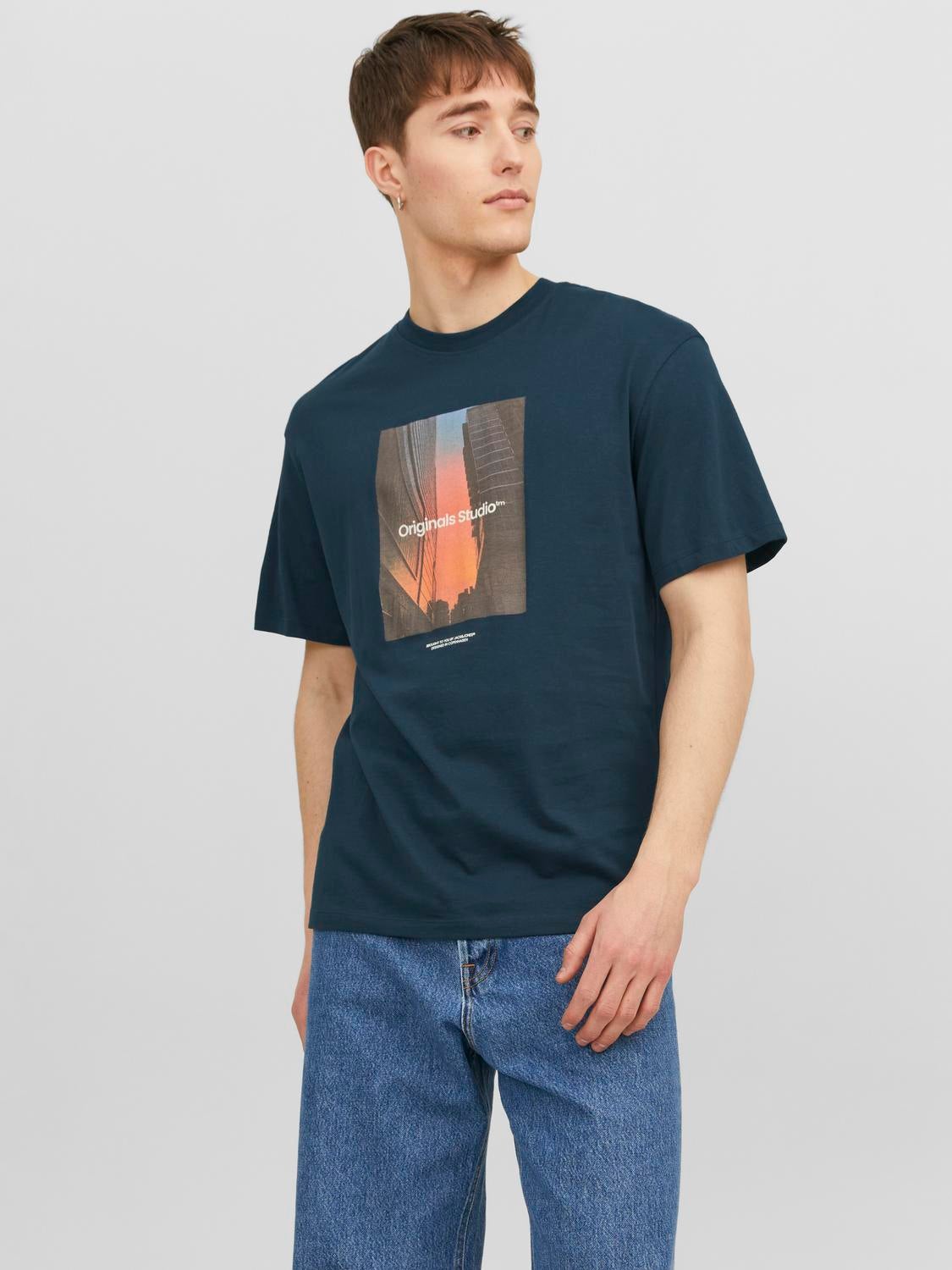 T-shirt Imprimé Photo Col Rond - Jack & Jones - Modalova