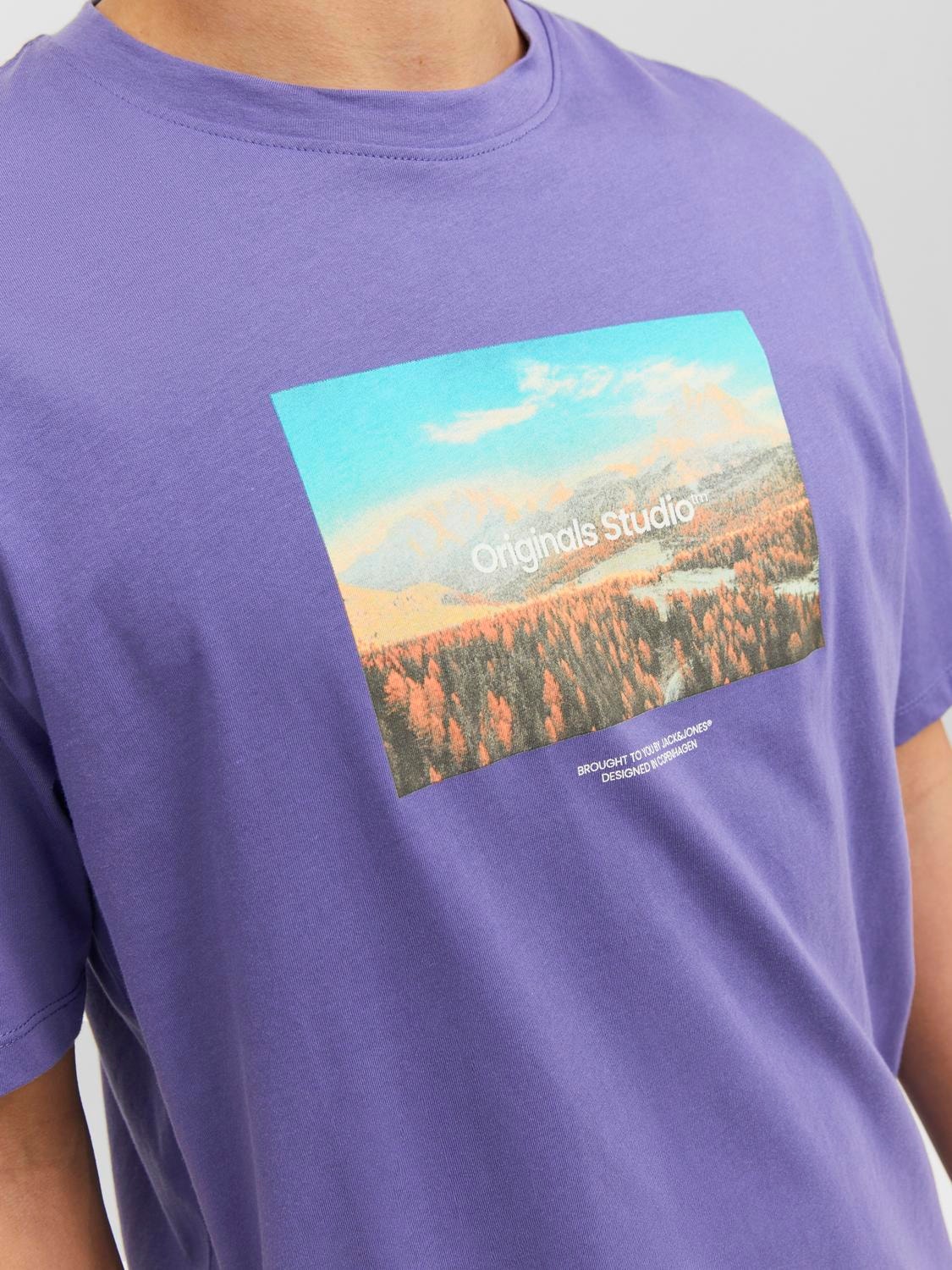 Jack & Jones Photo print Crew neck T-shirt -Twilight Purple - 12240123