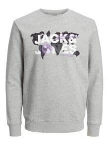 Jack & Jones Logo Sweatshirt mit Rundhals -Light Grey Melange - 12240211