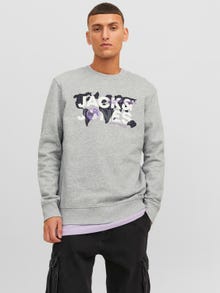 Jack & Jones Logo Crew neck Sweatshirt -Light Grey Melange - 12240211