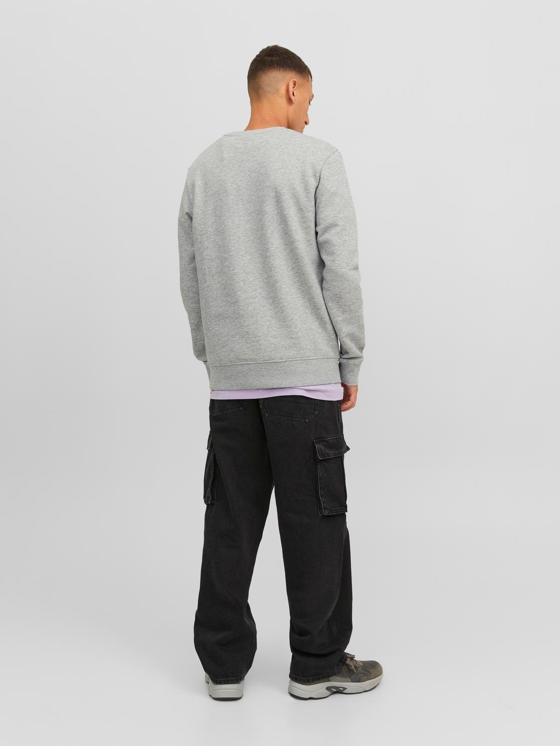 Jack & Jones Logotyp Crewneck tröja -Light Grey Melange - 12240211