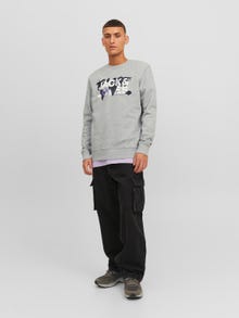 Jack & Jones Logo Mikina s kulatým výstřihem -Light Grey Melange - 12240211