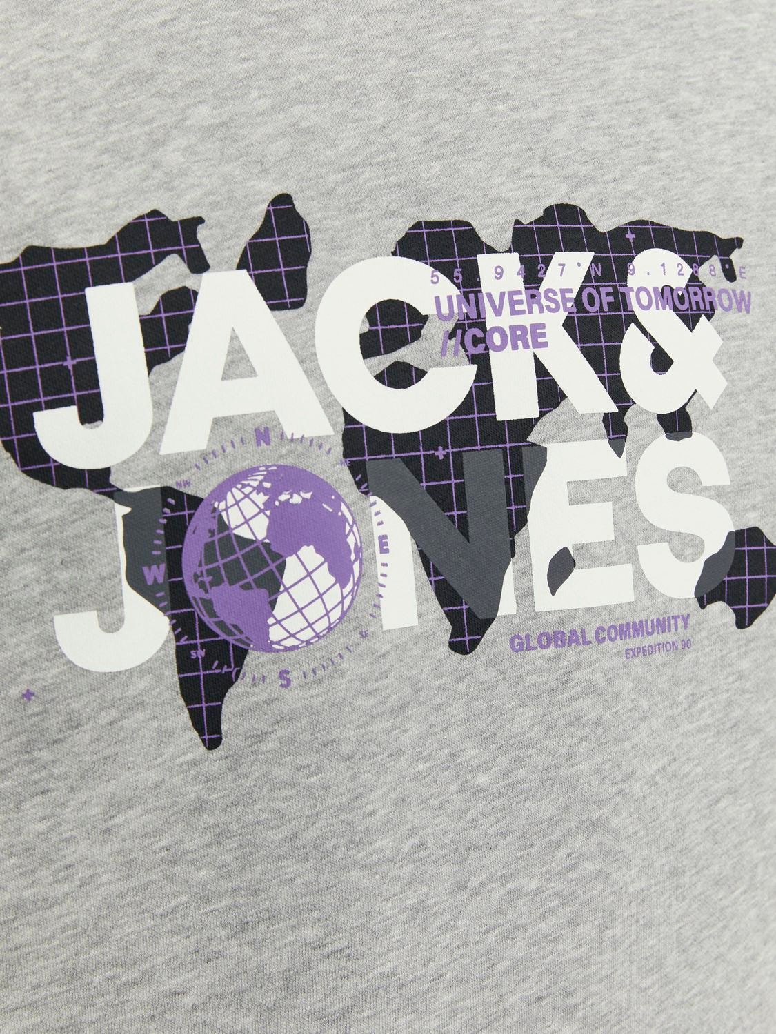 Jack & Jones Logo Crew neck Sweatshirt -Light Grey Melange - 12240211