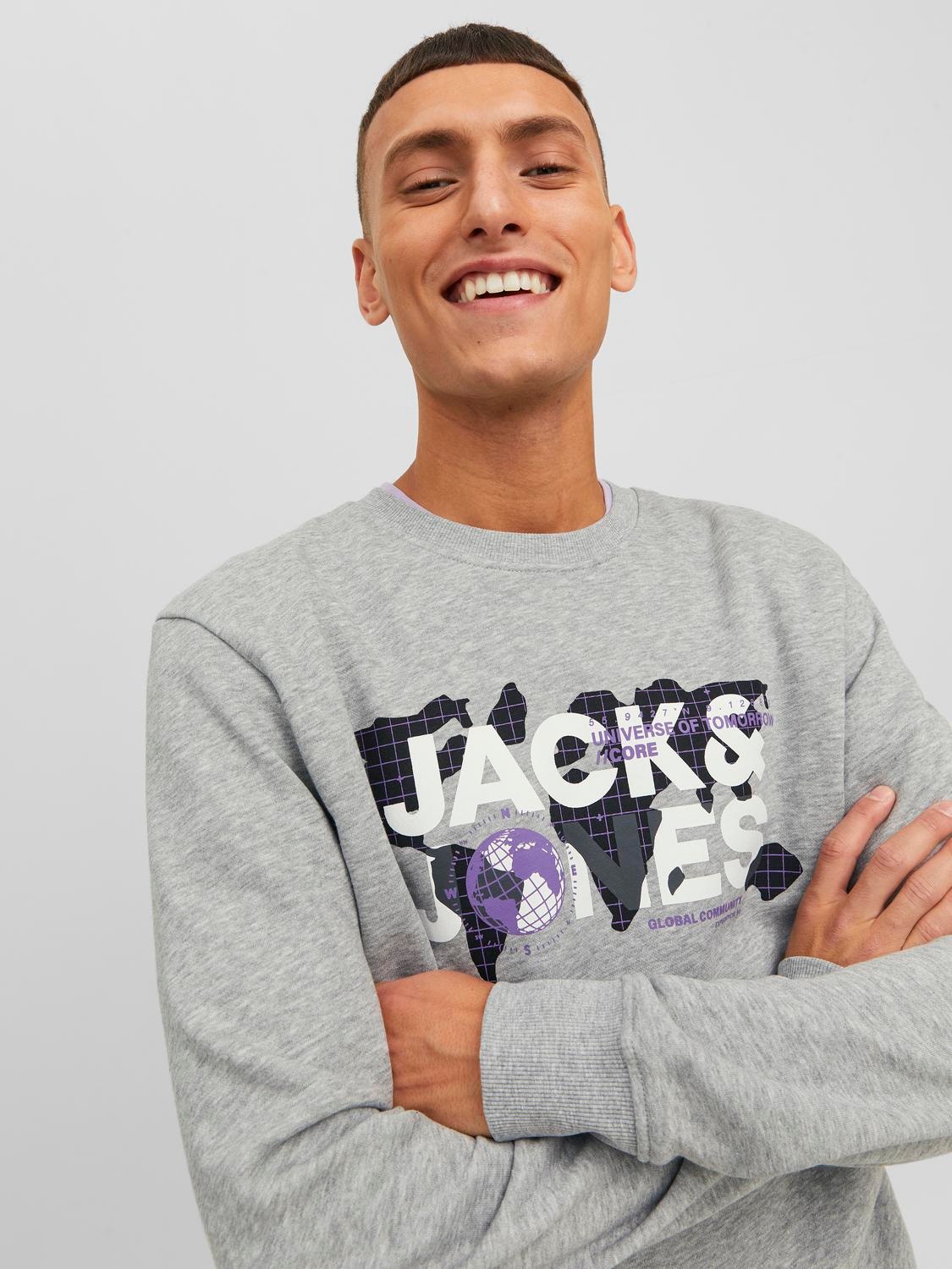 Jack & Jones Felpa Girocollo Con logo -Light Grey Melange - 12240211