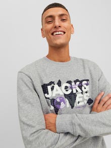 Jack & Jones Logo Crew neck Sweatshirt -Light Grey Melange - 12240211