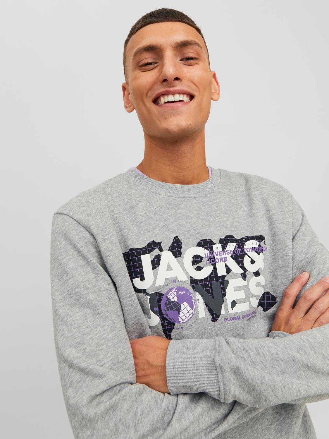 Jack & Jones Logo Meeskonnakaelusega higistamissärk -Light Grey Melange - 12240211