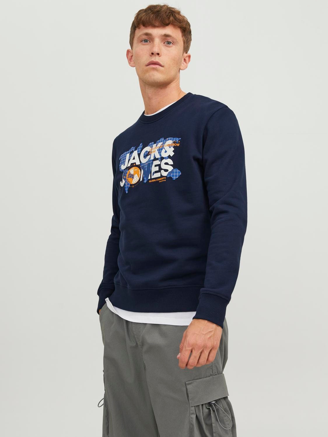 Jack & Jones Logo Sweatshirt met ronde hals -Navy Blazer - 12240211