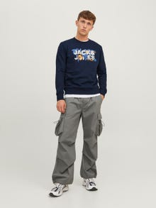 Jack & Jones Logo Crew neck Sweatshirt -Navy Blazer - 12240211