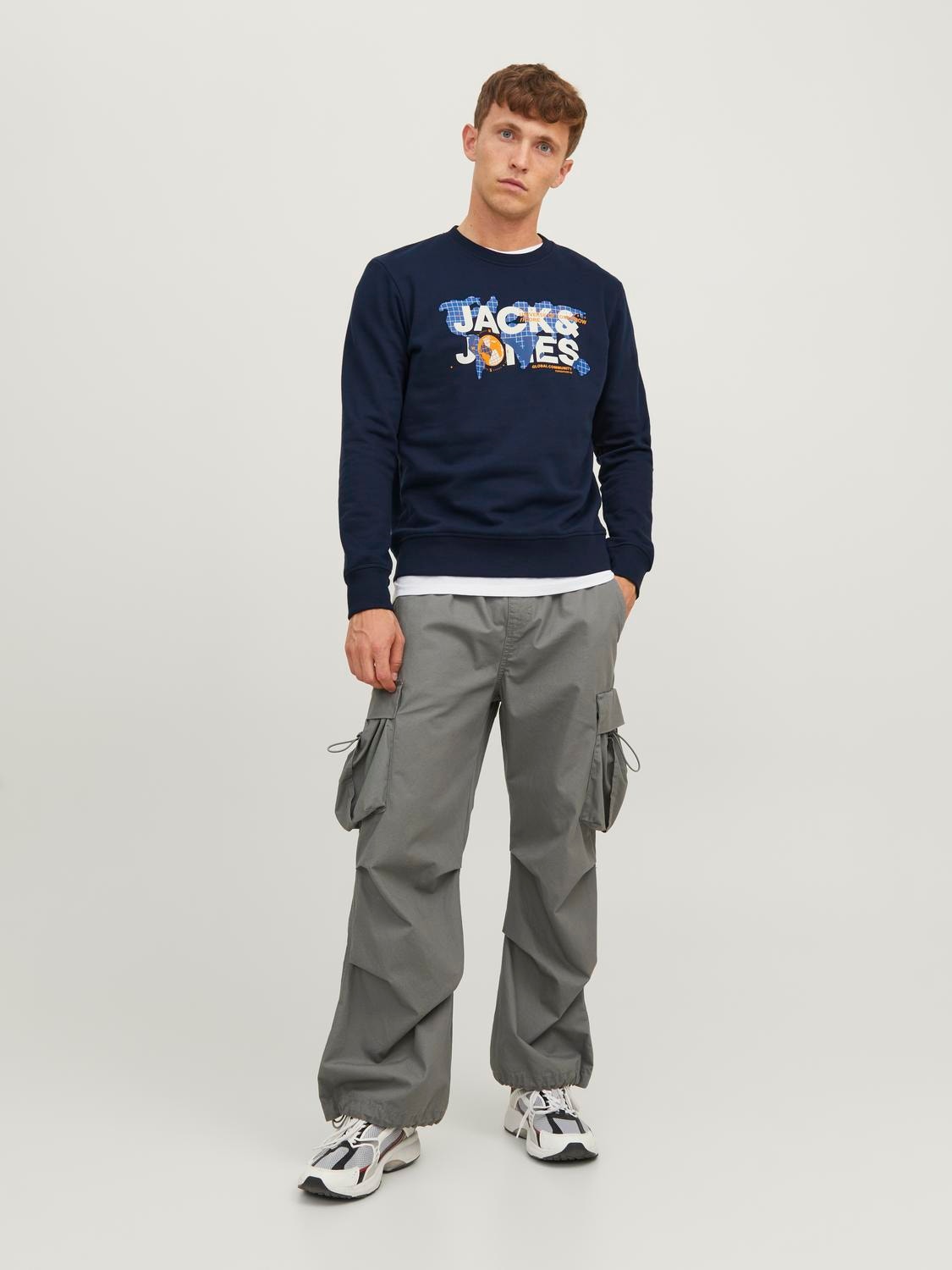 Jack & Jones Logo Sweatshirt med rund hals -Navy Blazer - 12240211