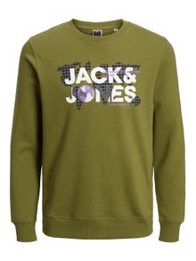 Jack & Jones Logo Genser med rund hals -Olive Branch - 12240211