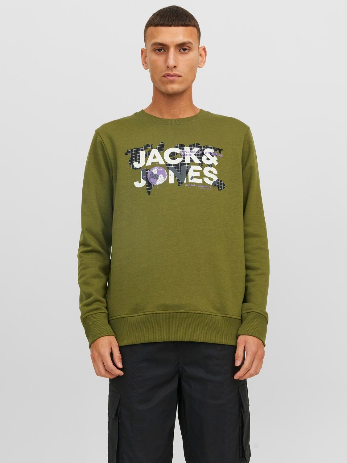 Jack & Jones Logo Sweatshirt met ronde hals -Olive Branch - 12240211