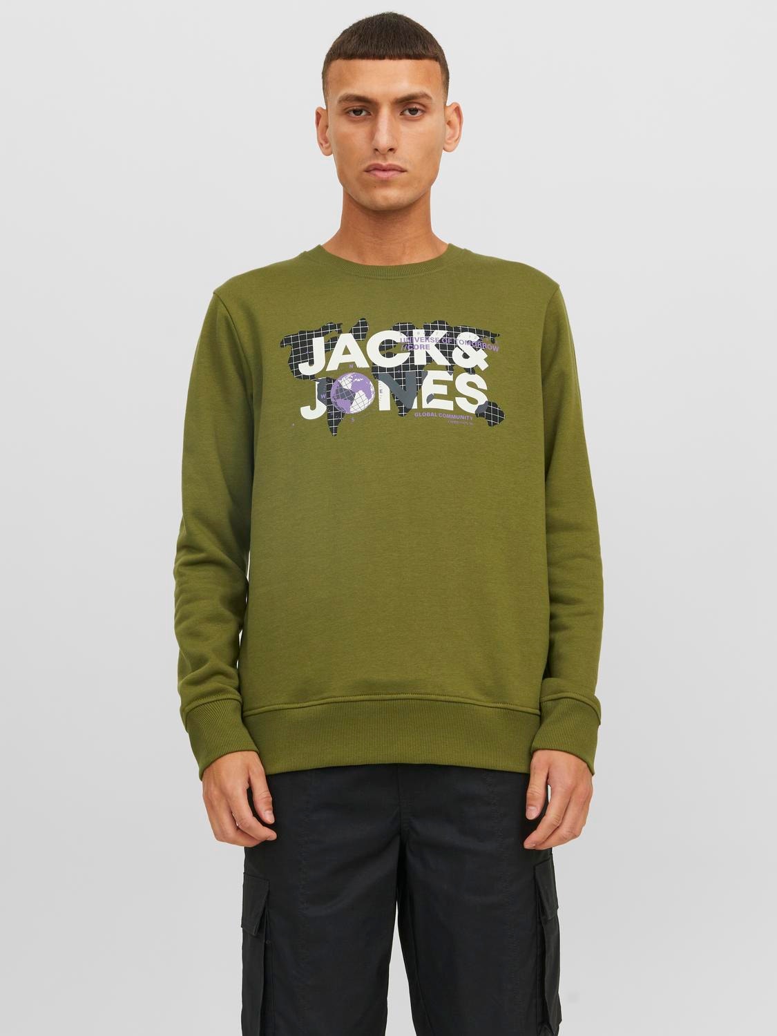 Jack & Jones Z logo Bluza z okrągłym dekoltem -Olive Branch - 12240211