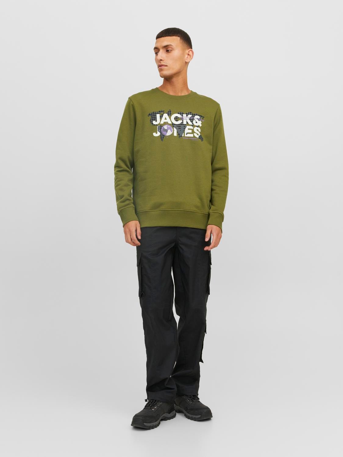 Jack & Jones Logo Sweatshirt met ronde hals -Olive Branch - 12240211