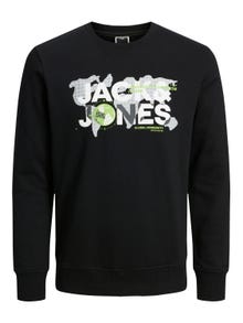 Jack & Jones Logo Crew neck Sweatshirt -Black - 12240211