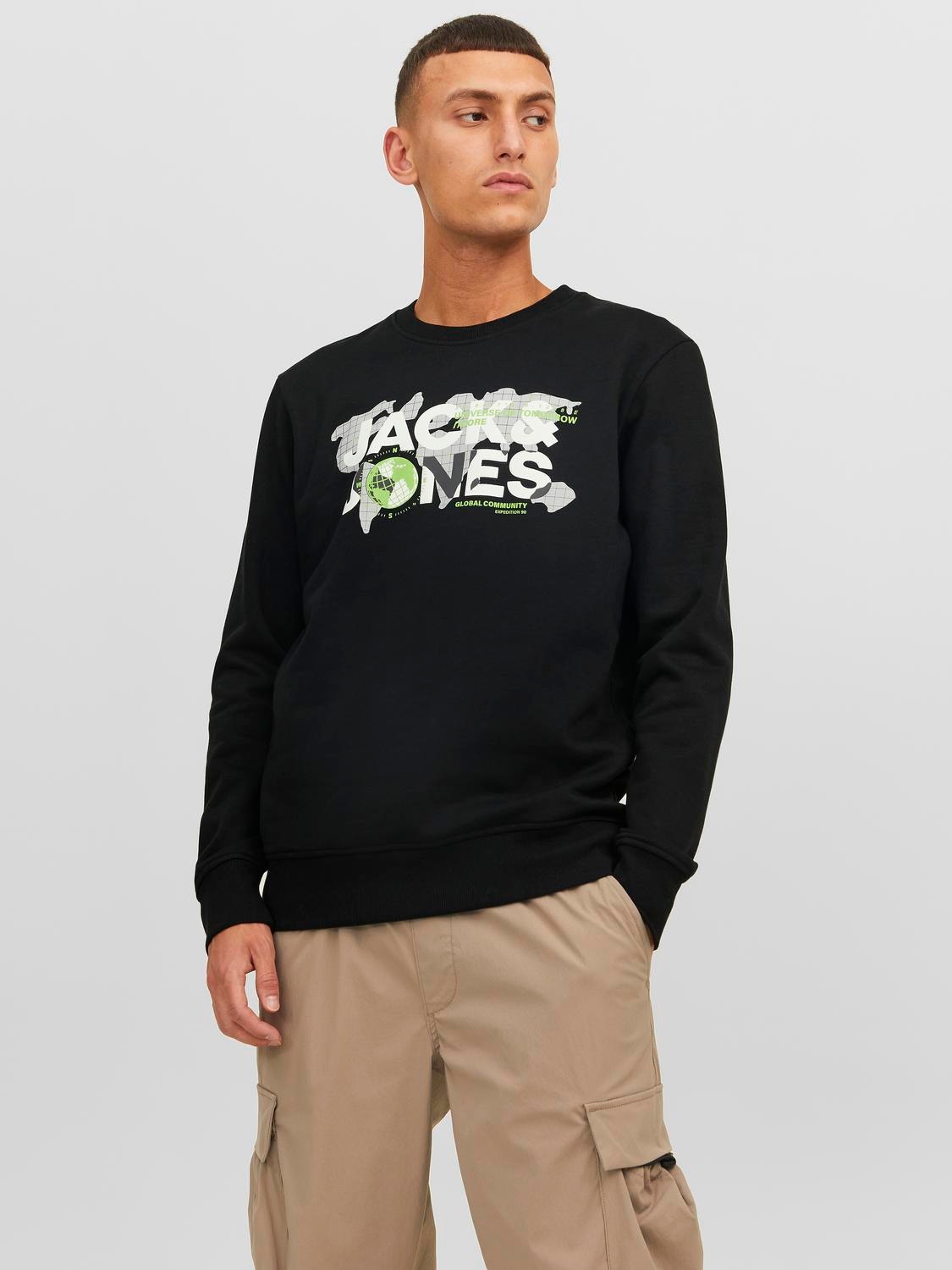 Jack & Jones Logo Sweatshirt med rund hals -Black - 12240211