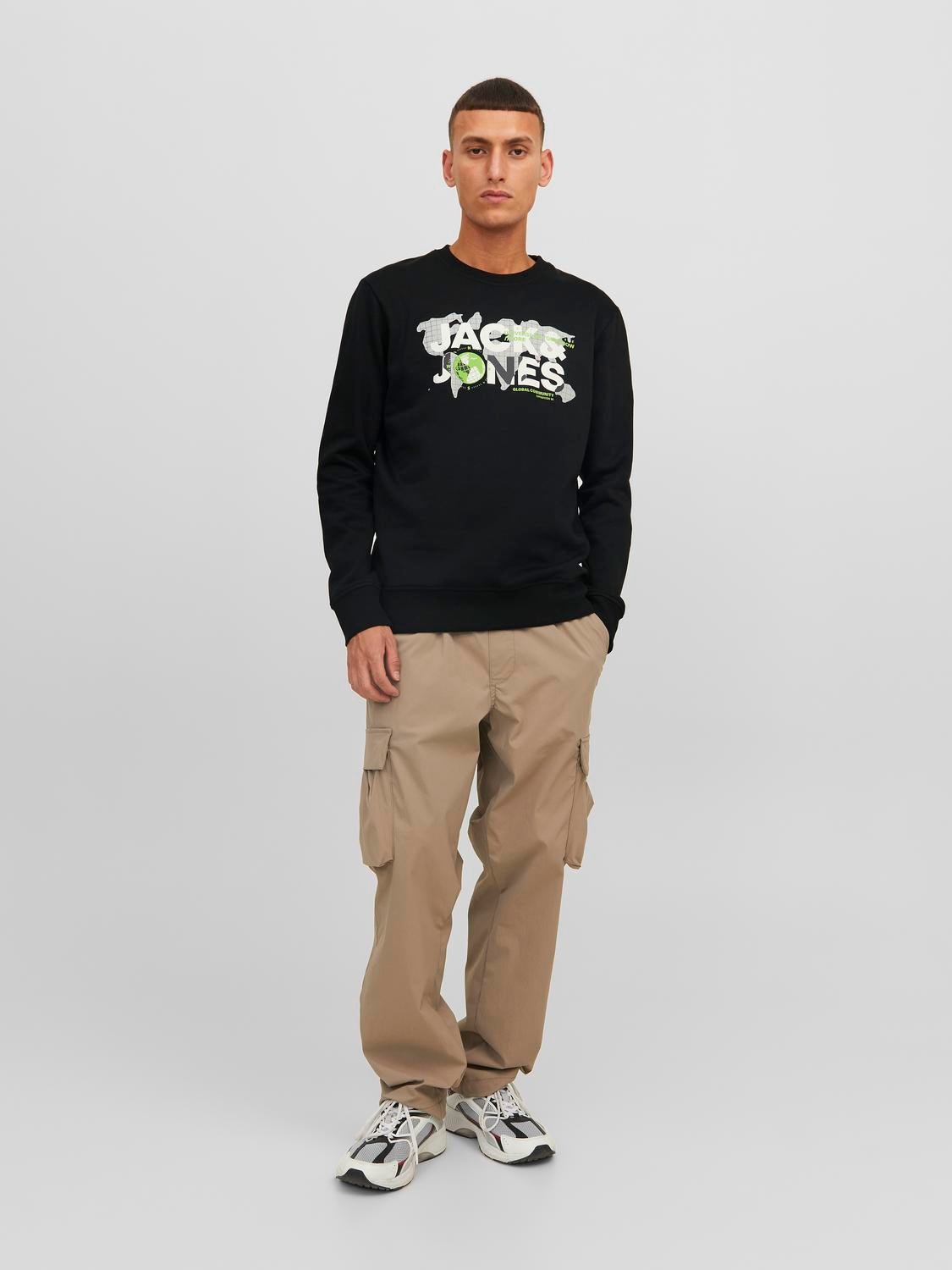 Jack & Jones Logo Crew neck Sweatshirt -Black - 12240211