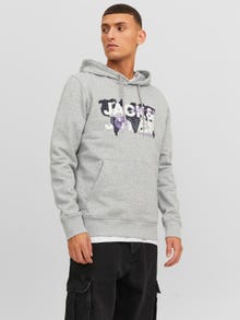 Jack & Jones Hoodie Logo -Light Grey Melange - 12240214