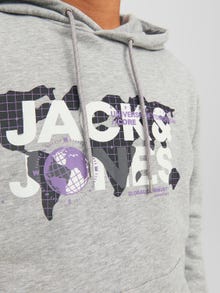 Jack & Jones Logo Kapuutsiga pusa -Light Grey Melange - 12240214