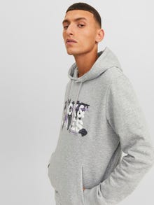 Jack & Jones Hoodie Logo -Light Grey Melange - 12240214