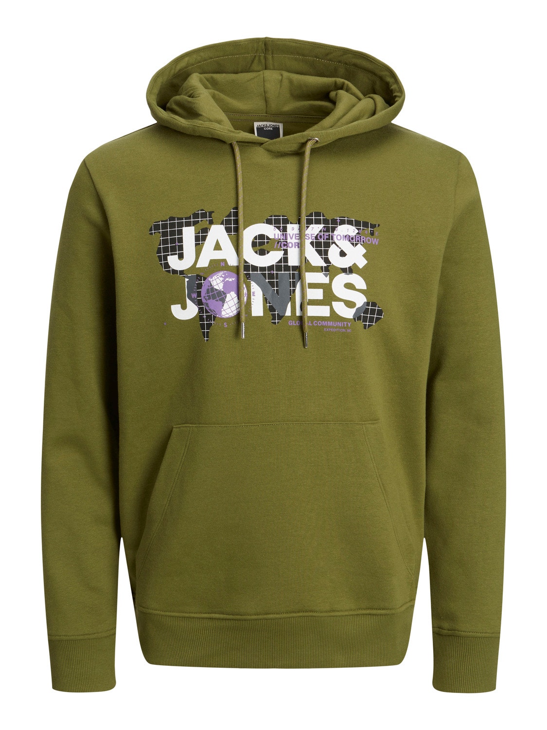 Jack & Jones Logo Hoodie -Olive Branch - 12240214