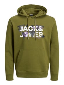 Jack & Jones Logotipas Megztinis su gobtuvu -Olive Branch - 12240214