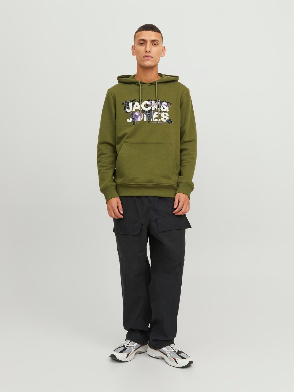 Jack & Jones Hoodie Logo -Olive Branch - 12240214