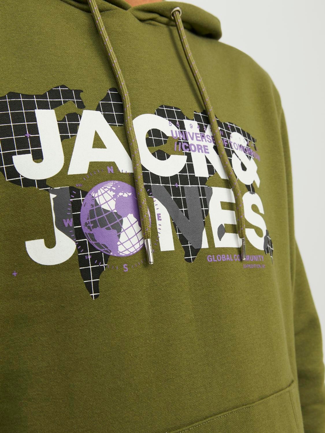 Jack & Jones Hoodie Logo -Olive Branch - 12240214