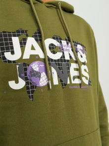 Jack & Jones Logo Hoodie -Olive Branch - 12240214