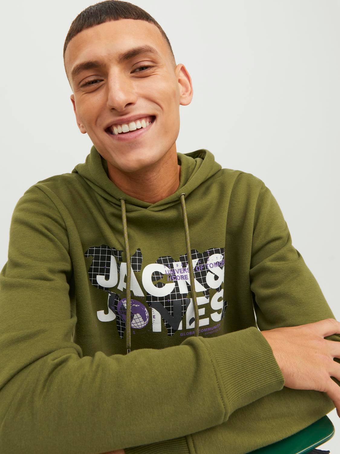 Jack & Jones Hoodie Logo -Olive Branch - 12240214