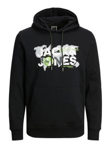 Jack & Jones Logotipas Megztinis su gobtuvu -Black - 12240214