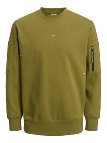Jack & Jones Plain Crew neck Sweatshirt -Olive Branch - 12240222