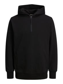 Jack & Jones Ensfarvet Sweatshirt med halv lynlås -Black - 12240224