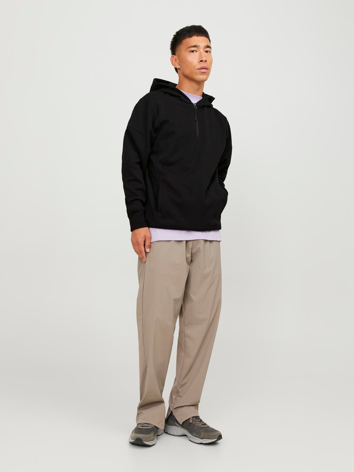 Jack & Jones Plain Half Zip Sweatshirt -Black - 12240224