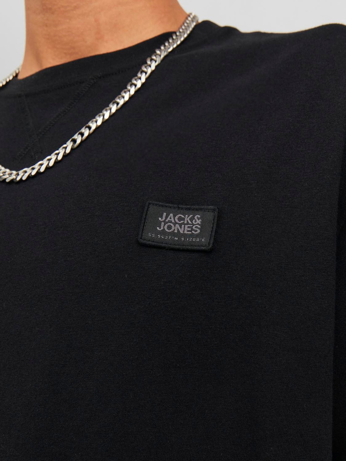 Jack & Jones Logo Ümmargune kaelus T-särk -Black - 12240266