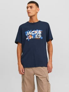 Jack & Jones Logo Kruhový výstřih Tričko -Navy Blazer - 12240276