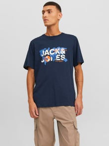 Jack & Jones Logo O-hals T-skjorte -Navy Blazer - 12240276