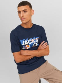 Jack & Jones Logo O-hals T-skjorte -Navy Blazer - 12240276