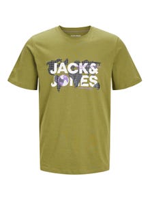 Jack & Jones Logo Ümmargune kaelus T-särk -Olive Branch - 12240276