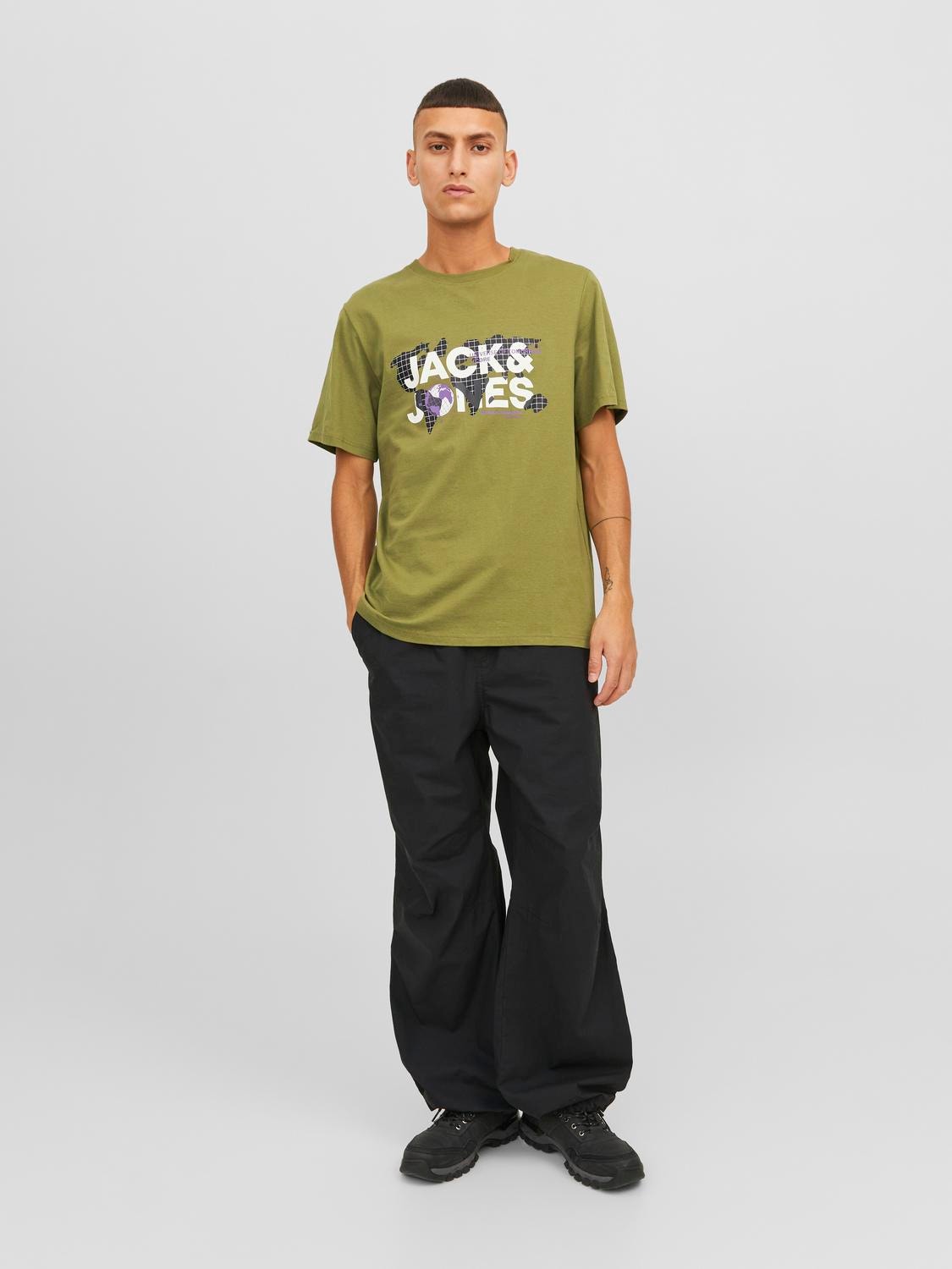 Jack & Jones Logo O-hals T-skjorte -Olive Branch - 12240276