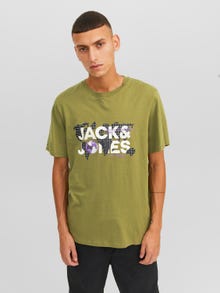 Jack & Jones Z logo Okrągły dekolt T-shirt -Olive Branch - 12240276