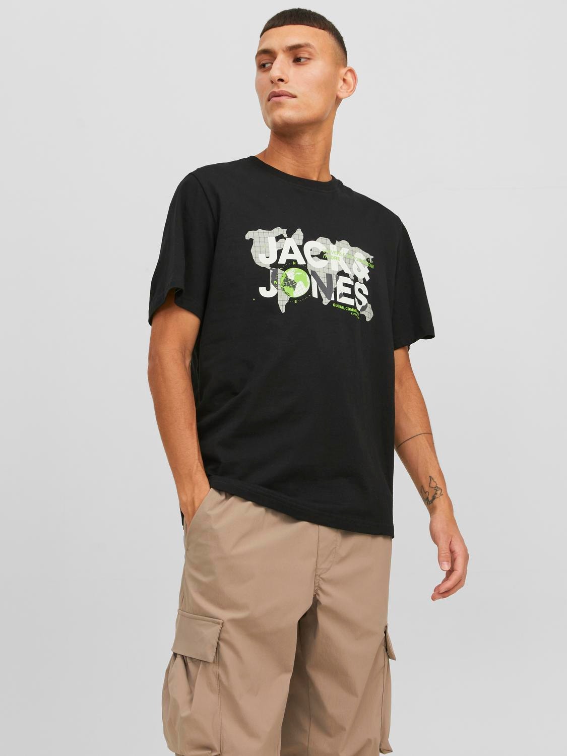 Jack & Jones Z logo Okrągły dekolt T-shirt -Black - 12240276