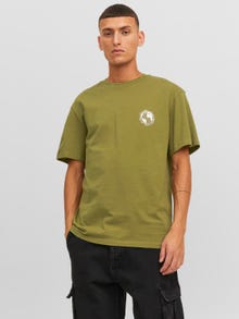 Jack & Jones Nyomott mintás Környak Trikó -Olive Branch - 12240279