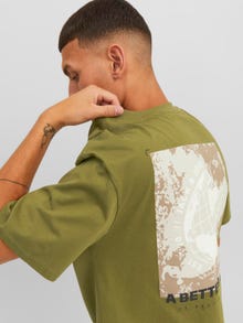 Jack & Jones Nyomott mintás Környak Trikó -Olive Branch - 12240279