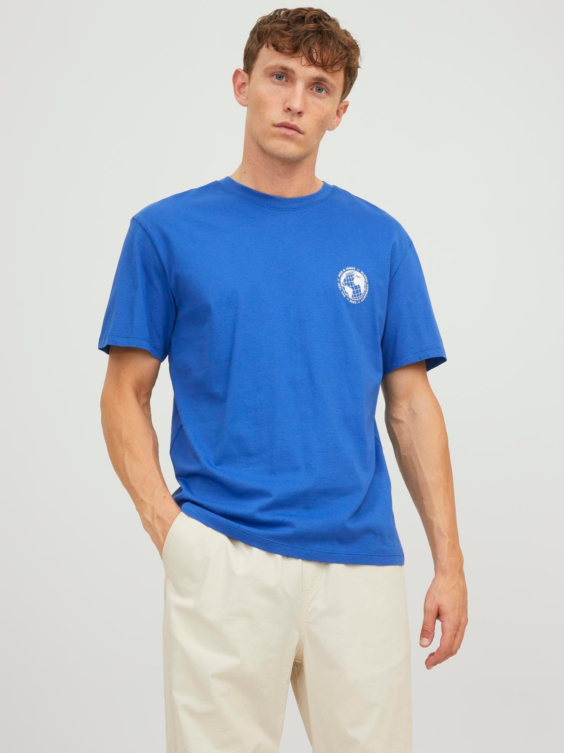 Jack & Jones Printed Crew neck T-shirt -Blue Iolite - 12240279
