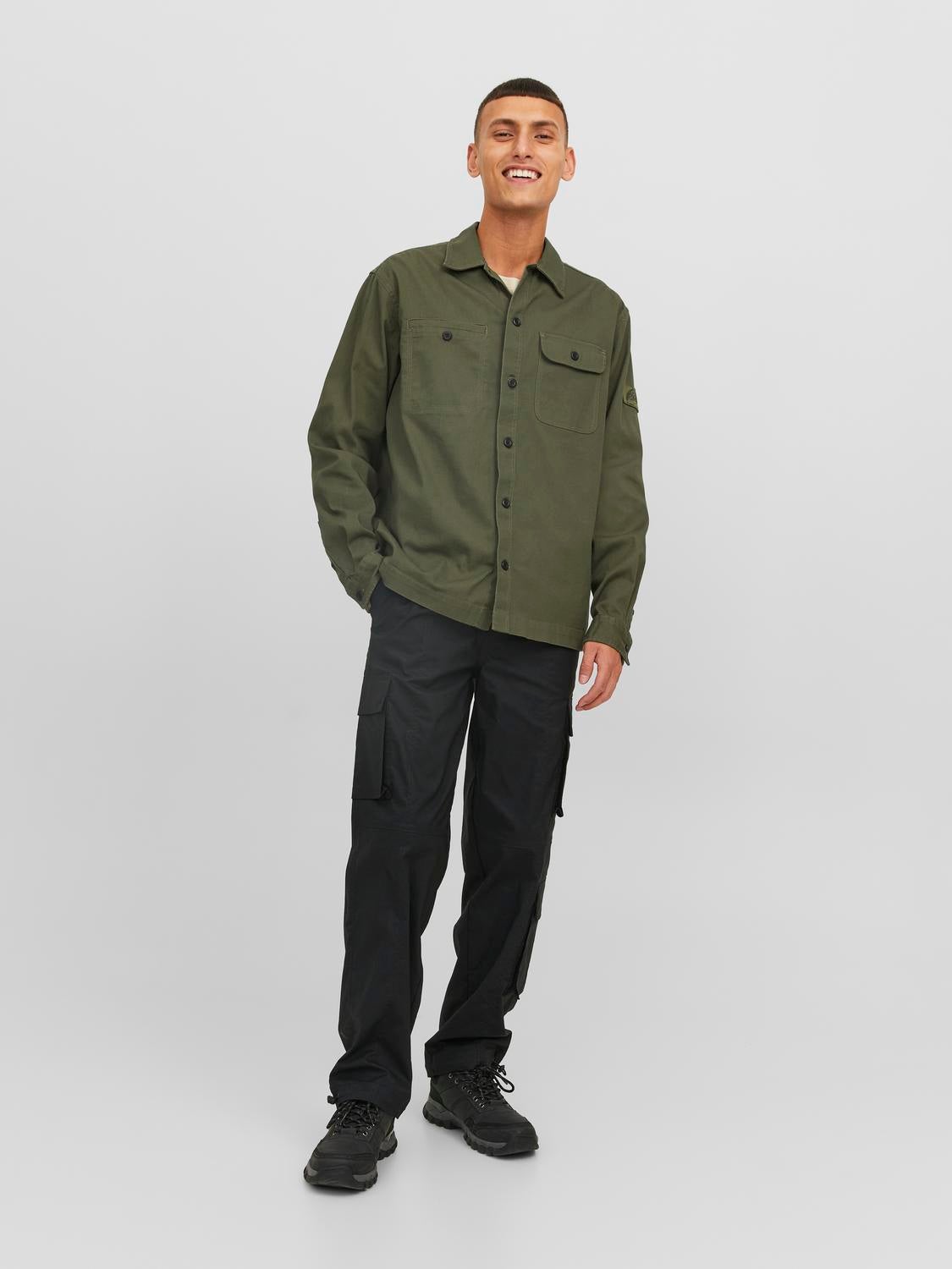 Jack & Jones Intelligence Wide Leg Technical Cargo Pants In Olive-green |  ModeSens