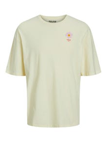 Jack & Jones Printed Crew neck T-shirt -Lemon Icing - 12240464