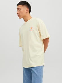 Jack & Jones Printed Crew neck T-shirt -Lemon Icing - 12240464