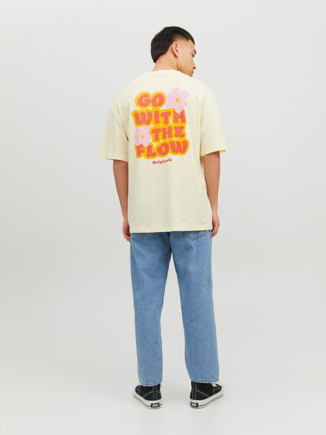 Jack & Jones Gedruckt Rundhals T-shirt -Lemon Icing - 12240464
